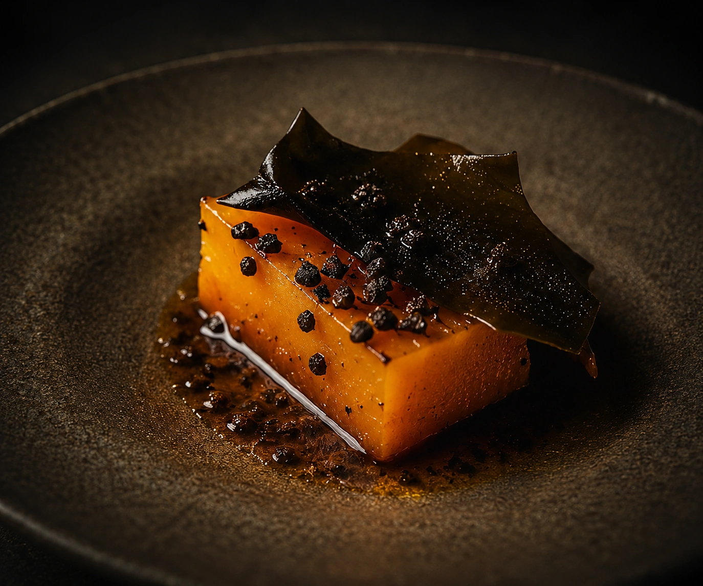 Carota antica con miso di ceci e olio di foglia