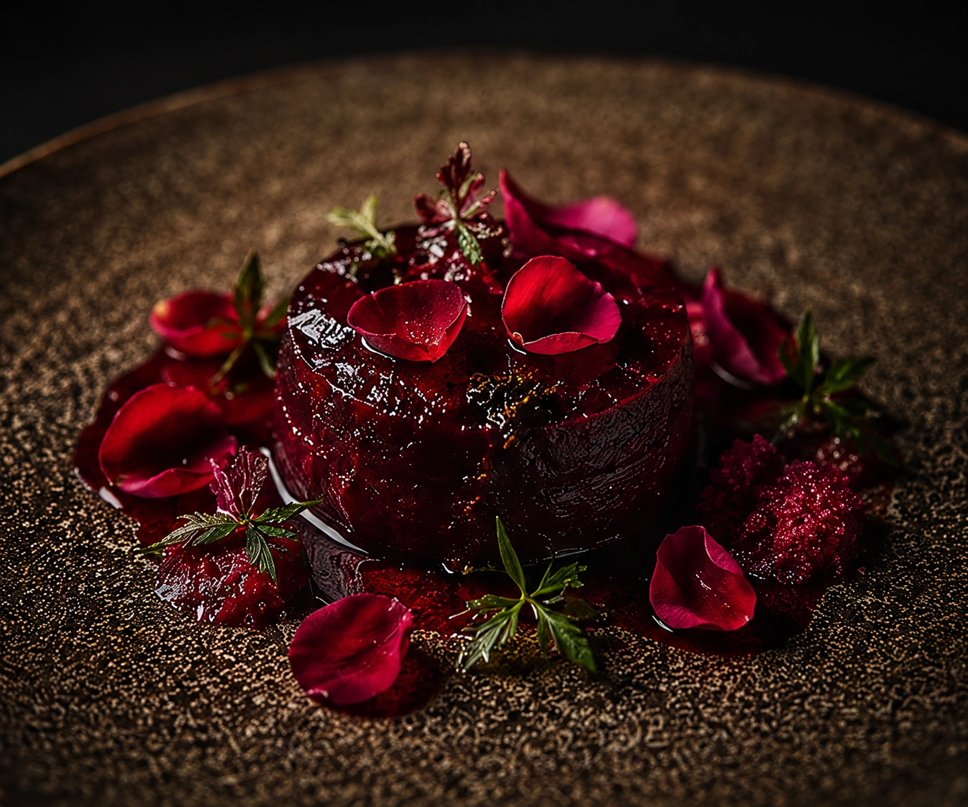 Barbabietola con rosa e aceto di lampone